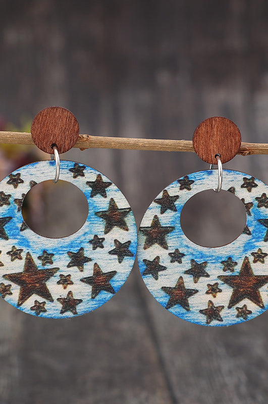 Cutout Star Print Wooden Dangle Earrings Trendsi