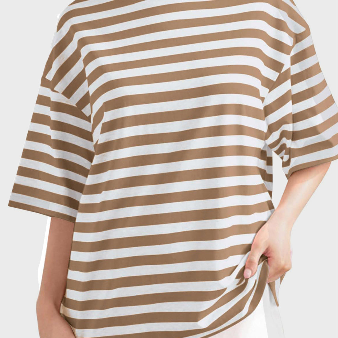 Striped Round Neck Half Sleeve T-Shirt