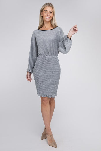 Bishop Sleeve Metallic Dress Nuvi Apparel