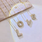 Gold-Plated Inlaid Zircon Letter Necklace Trendsi