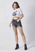 RISEN Full Size High Rise Distressed Denim Shorts Trendsi