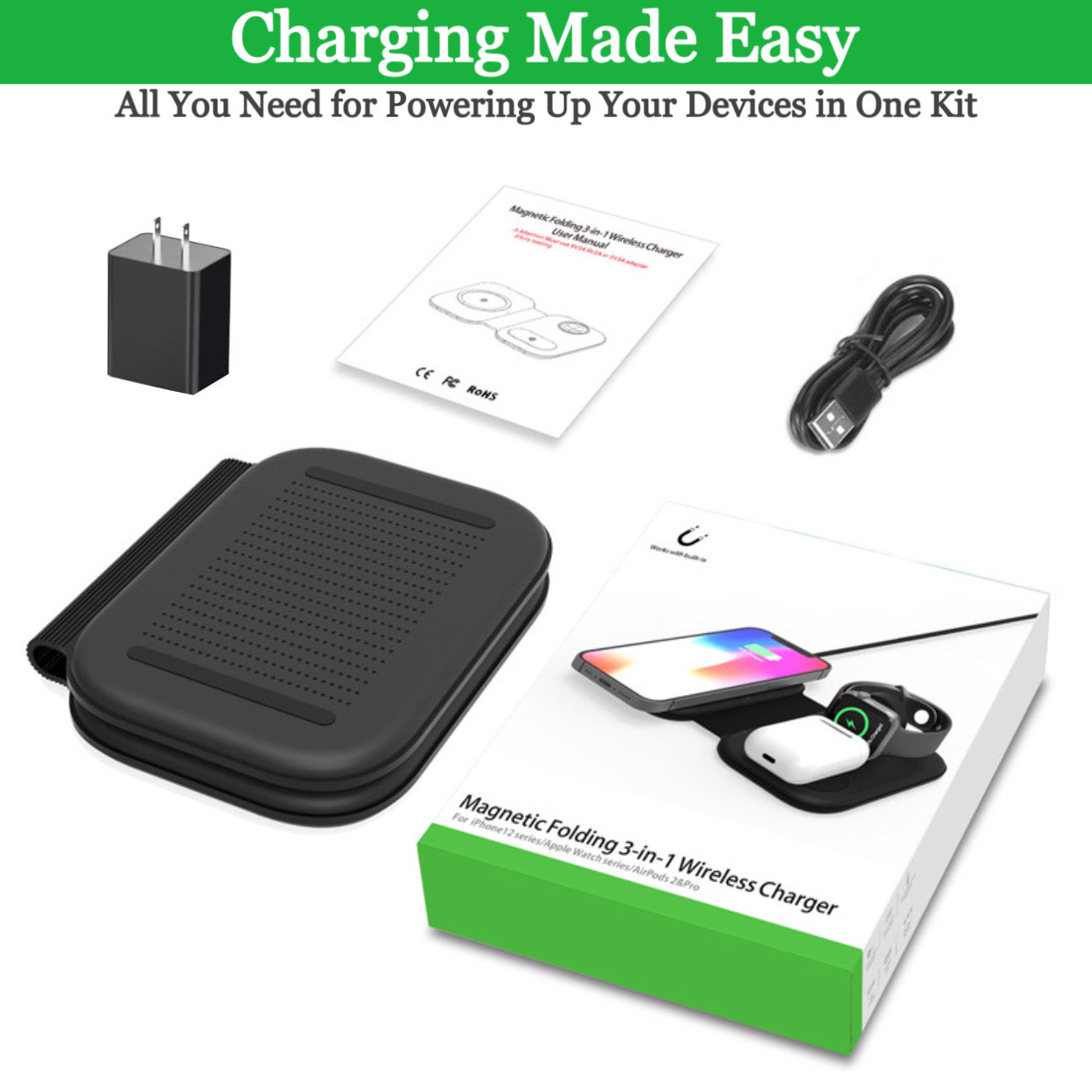 3 in 1 Foldable Magnetic Wireless Charger Top-Up - Smart charging solutions