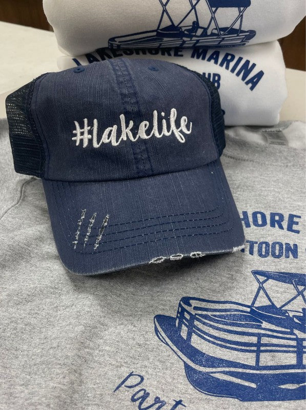 Lakelife Embroidered Trucker Hat Ocean and 7th