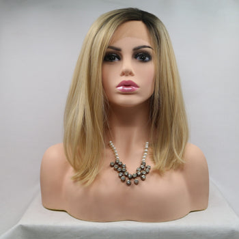 13*3" Lace Front Wigs Synthetic Mid-length Straight 12" 130% Density Trendsi