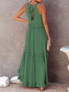 Ruffled Sleeveless Maxi Dress with Pockets Trendsi