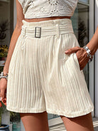 Textured High Waist Shorts with Pockets Trendsi