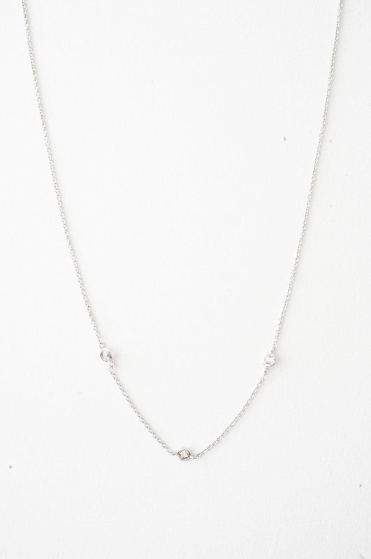 Crystal Bezel Trio Necklace HONEYCAT Jewelry