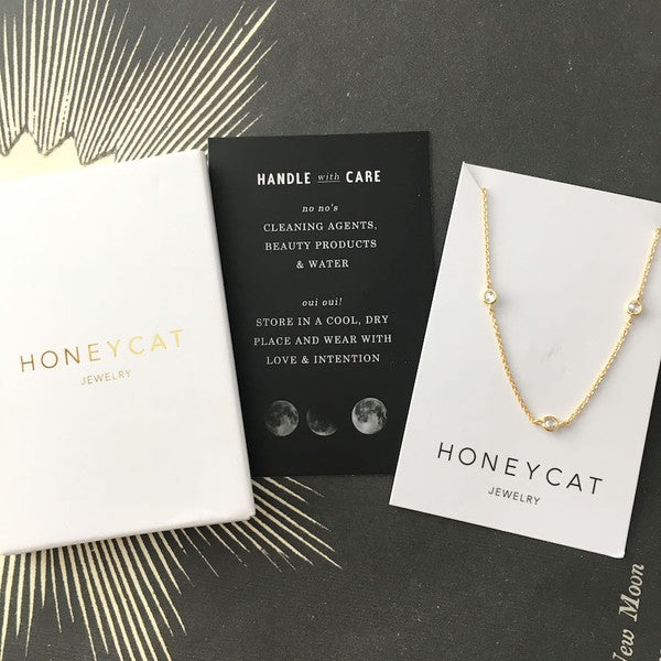 Crystal Bezel Trio Necklace HONEYCAT Jewelry