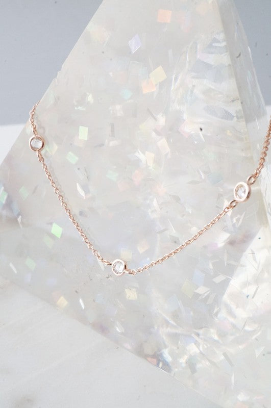 Crystal Bezel Trio Necklace HONEYCAT Jewelry