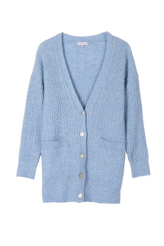 Wool blended cable knitted cardigan Lilou