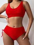 Scoop Neck Wide Strap Bikini Set Trendsi