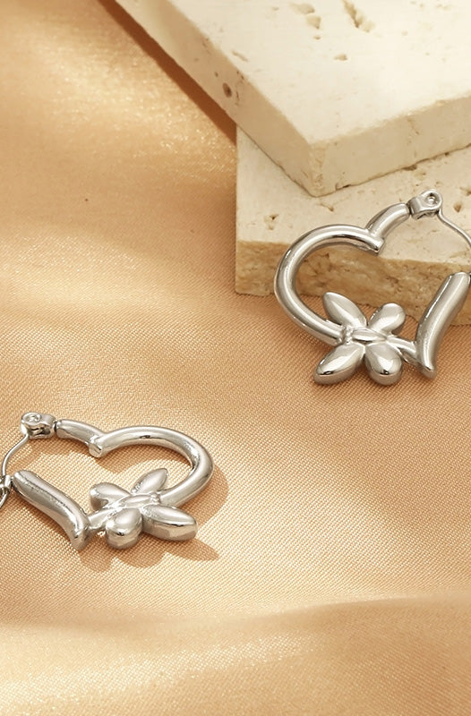 Titanium Steel Heart & Butterfly Earrings Trendsi