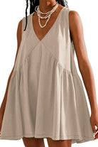 Plunge Wide Strap Mini Tank Dress Trendsi