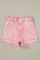 Paperbag Waist Denim Shorts Trendsi