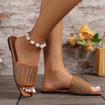 Rattan Woven Flat Sandals Casual Chic Boutique