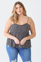 Zenobia Plus Size Frill Smocked Floral Sweetheart Neck Cami Zenobia