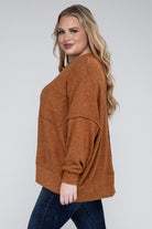 Plus Brushed Melange Drop Shoulder Sweater ZENANA