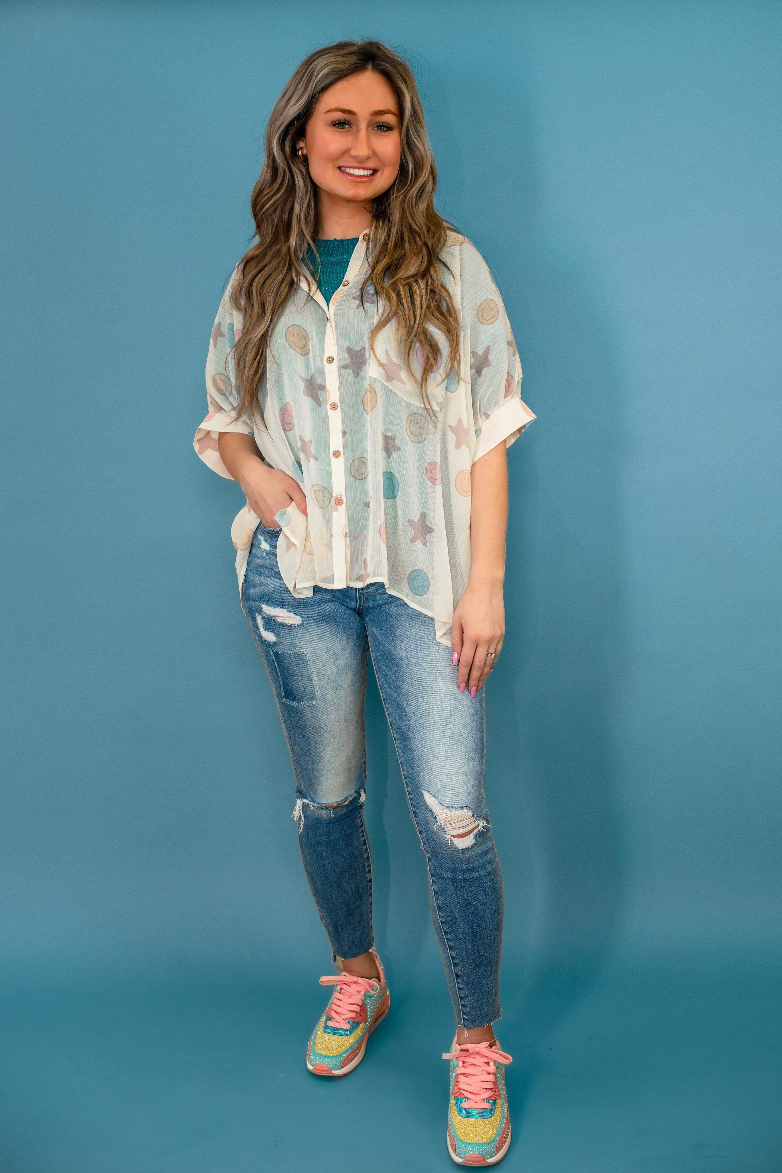 Sheena Sheer Button Down Bliss Dropship