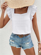 Ruffled Square Neck Cap Sleeve Blouse Trendsi