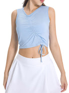 Drawstring Ruched Wide Strap Active Tank Trendsi