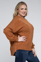 Plus Brushed Melange Drop Shoulder Sweater ZENANA