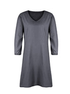 Full Size V-Neck Half Sleeve Denim Dress Trendsi