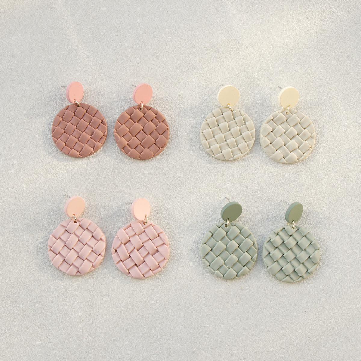 Soft Pottery Round Braided Earrings Trendsi