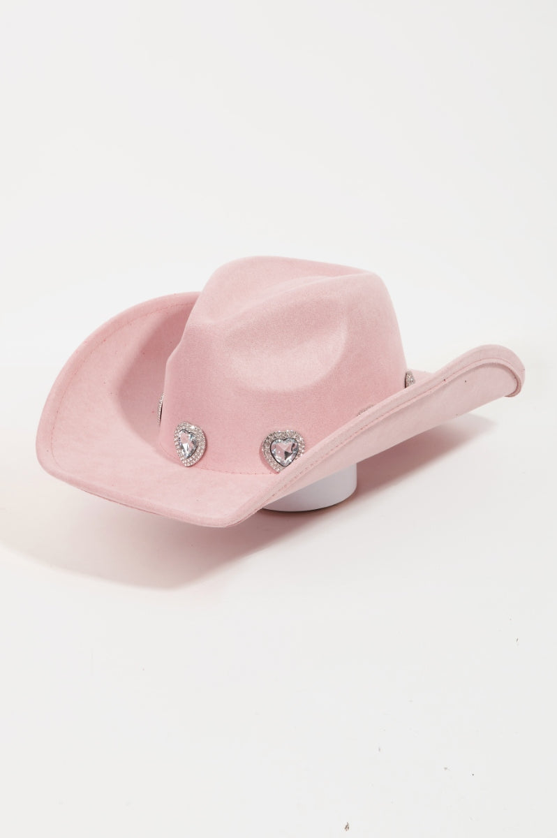 Fame Rhinestone Pave Heart Cowboy Hat Trendsi