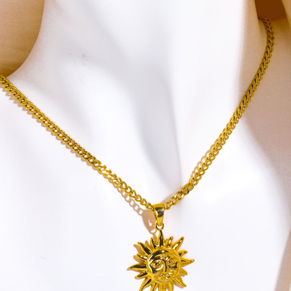 Sun Pendant Copper Necklace