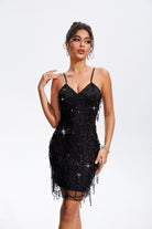 Sequin V-Neck Wrap Cami Dress Trendsi