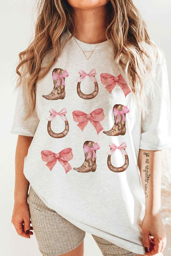 BOOTS HORSESHOES AND BOWS Graphic T-Shirt A. BLUSH CO.