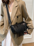 PU Leather Fringe Studded Crossbody Bag Trendsi