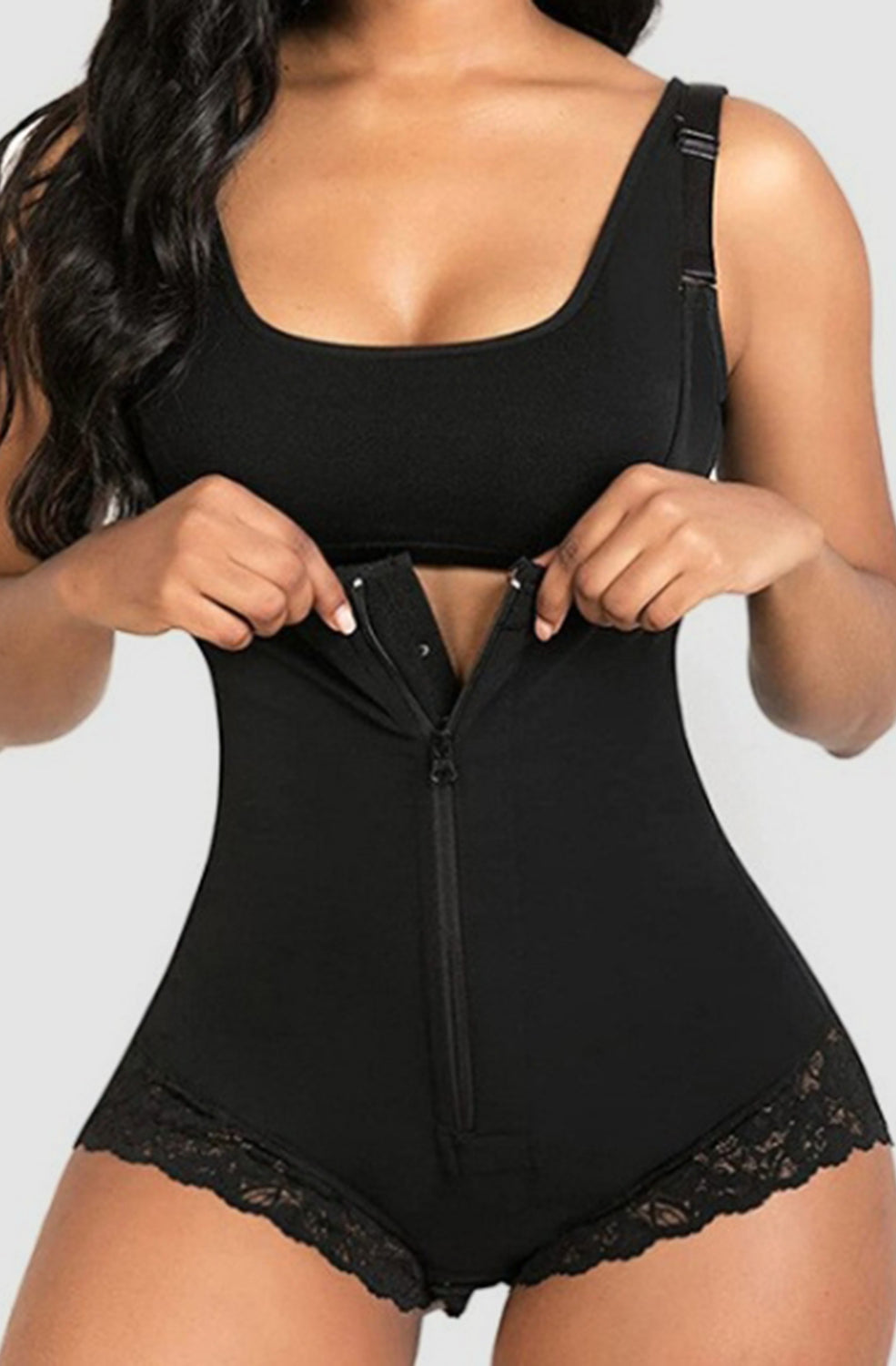 Full Size Lace Detail Wide Strap Shaping Bodysuit Trendsi