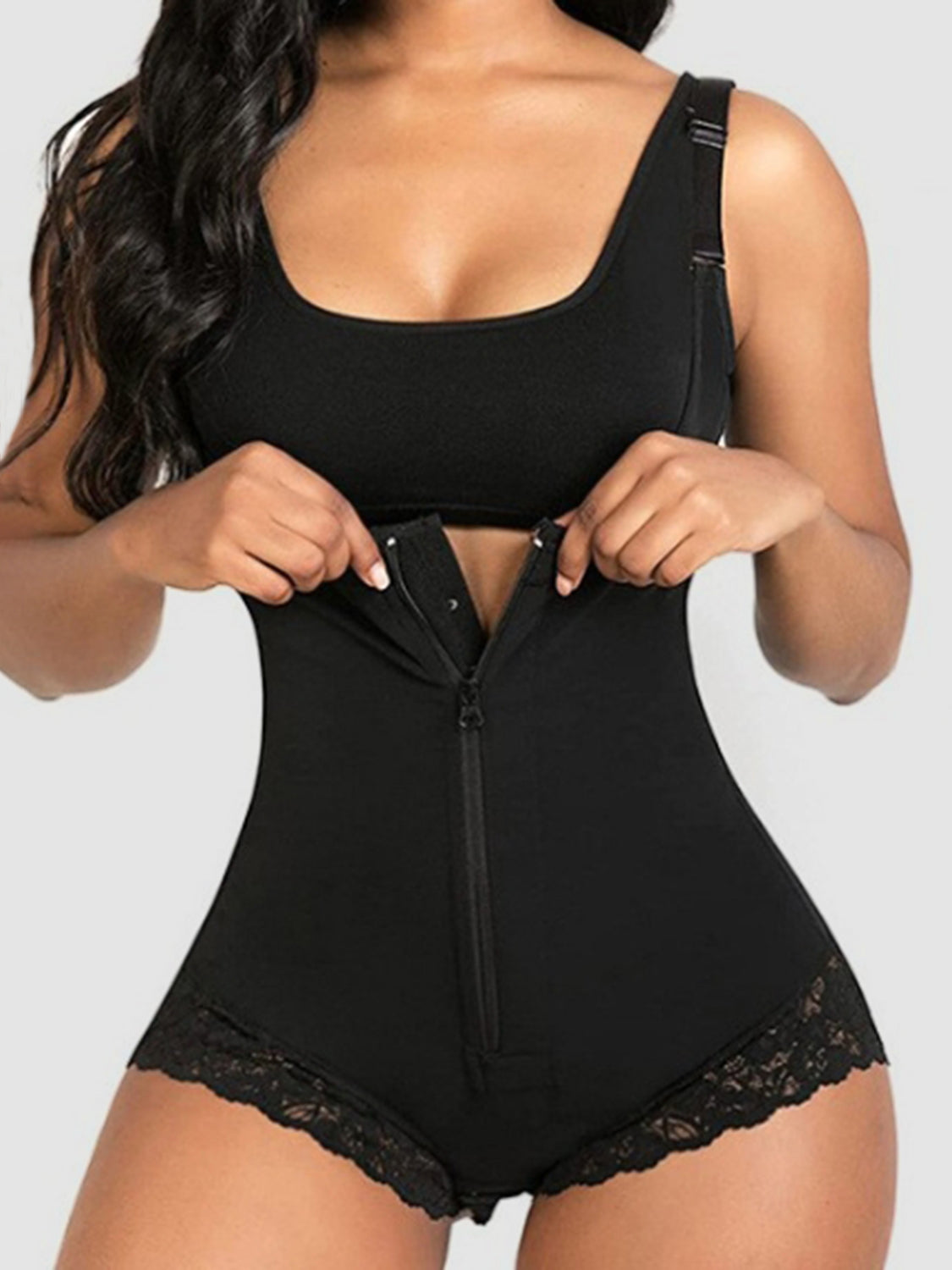 Full Size Lace Detail Wide Strap Shaping Bodysuit Trendsi