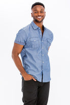 Weiv Men's Casual Short Sleeve Two Tone Shirts WEIV