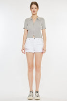 Kancan Raw Hem Distressed Denim Shorts Trendsi