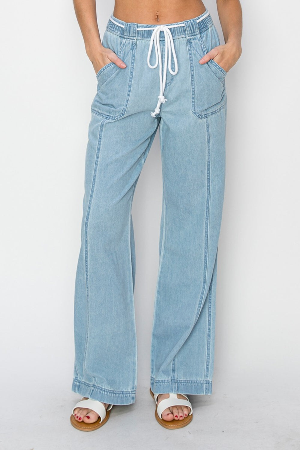 RISEN High Rise Straight Jeans Trendsi