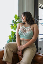 Plus Size Crochet Lace High Neck Bralette Leto Accessories