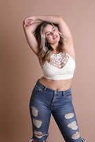 Plus Size Crochet Lace High Neck Bralette Leto Accessories