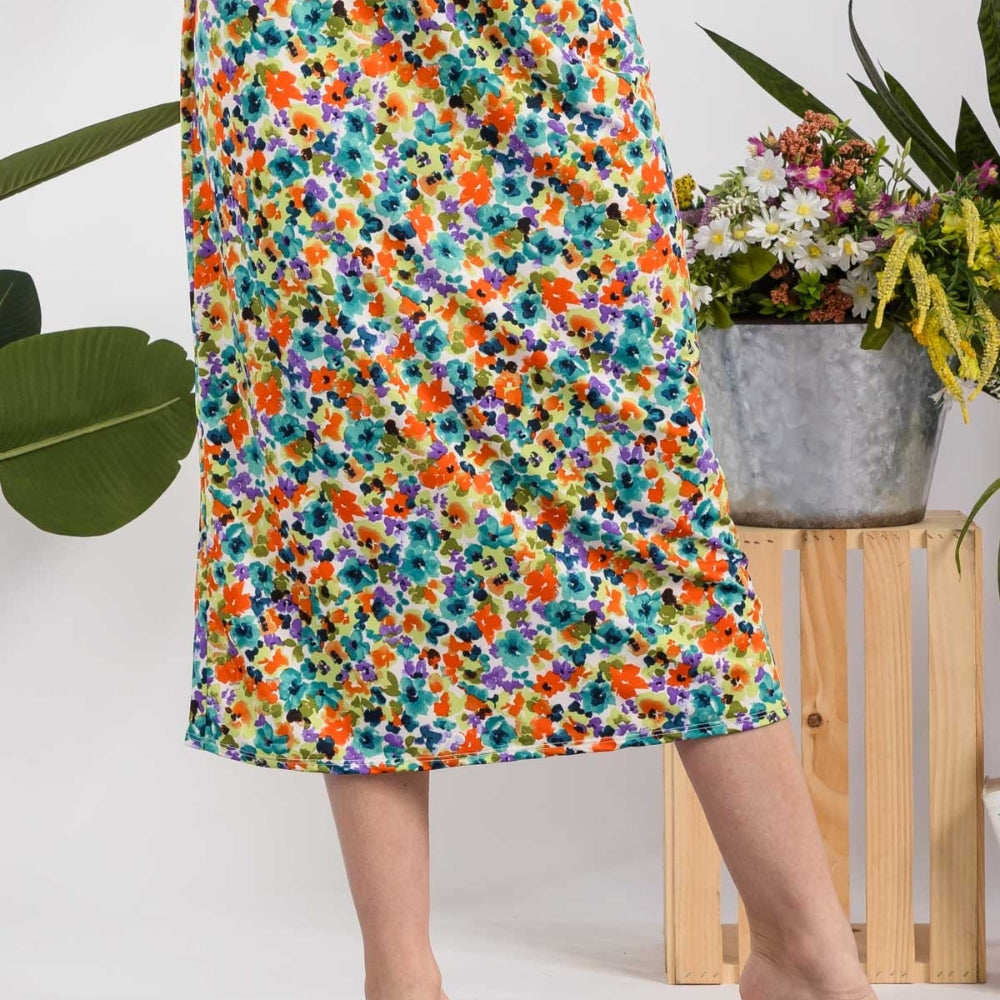Celeste Floral A-Line Midi Skirt