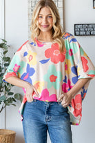 HOPELY Floral Waffle Oversize T-Shirt Trendsi