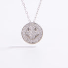 925 Sterling Silver Zircon Smiley Face Necklace Casual Chic Boutique