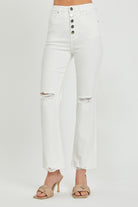 RISEN  Full Size High Rise Button Fly Straight Ankle Jeans Trendsi