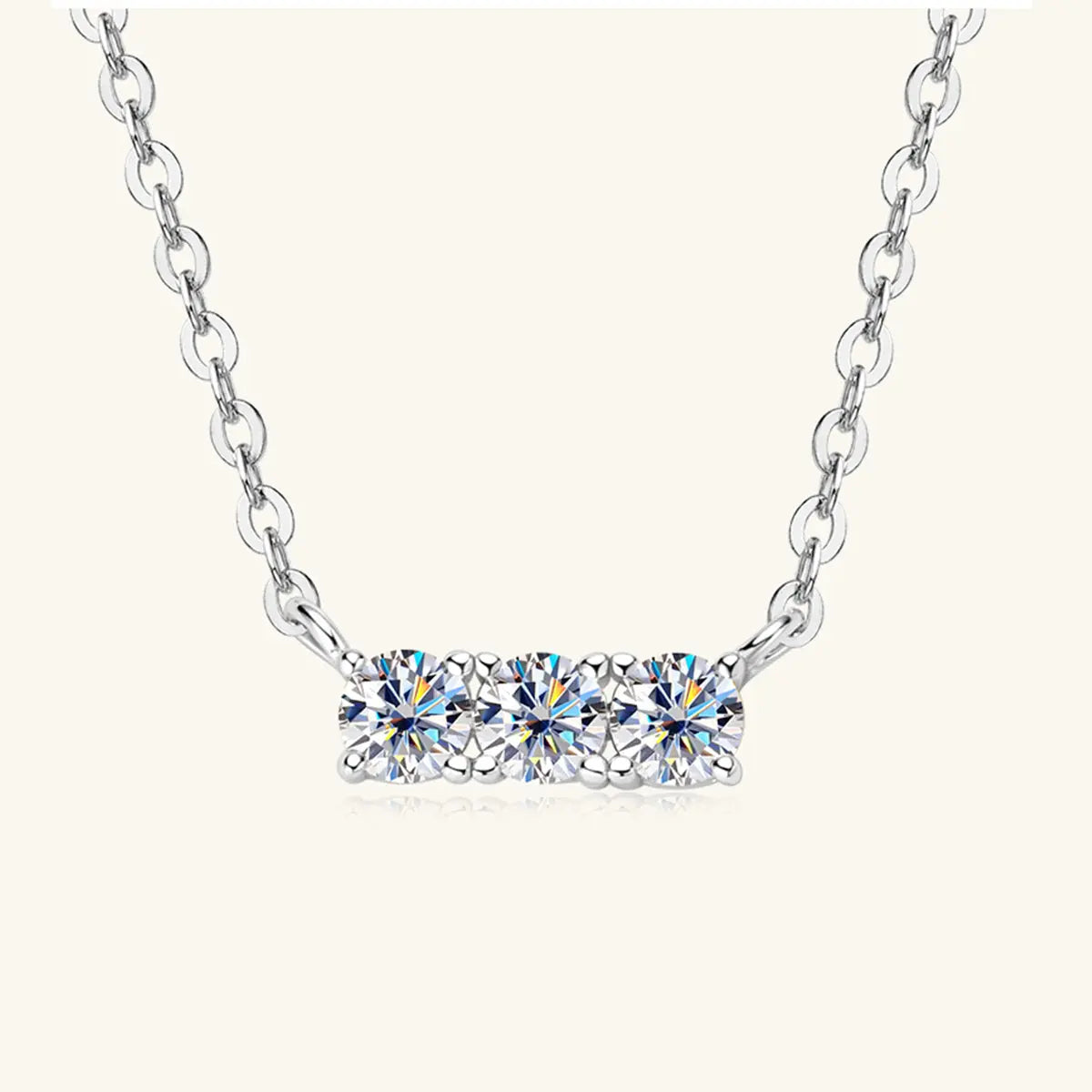 925 Sterling Silver Inlaid Moissanite Bar Necklace Trendsi