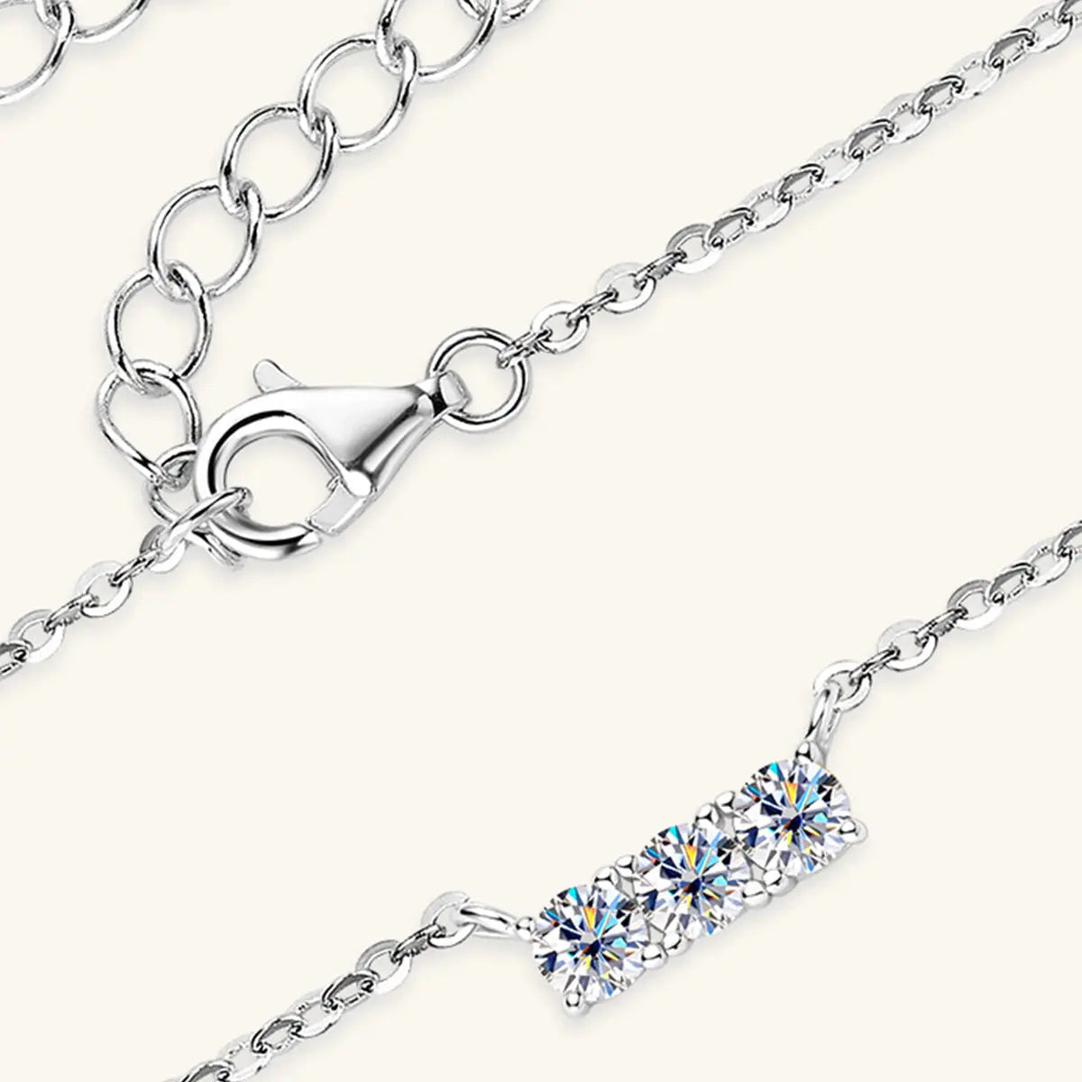 925 Sterling Silver Inlaid Moissanite Bar Necklace Trendsi