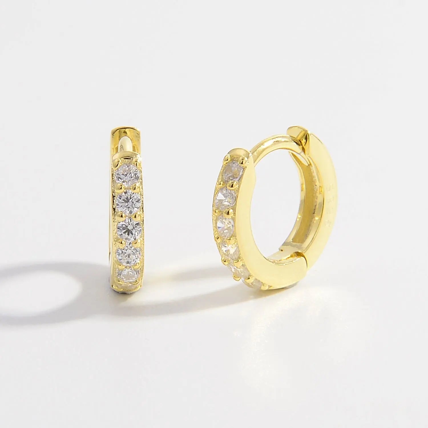 925 Sterling Silver Inlaid Zircon Huggie Earrings Trendsi