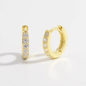 925 Sterling Silver Inlaid Zircon Huggie Earrings Trendsi