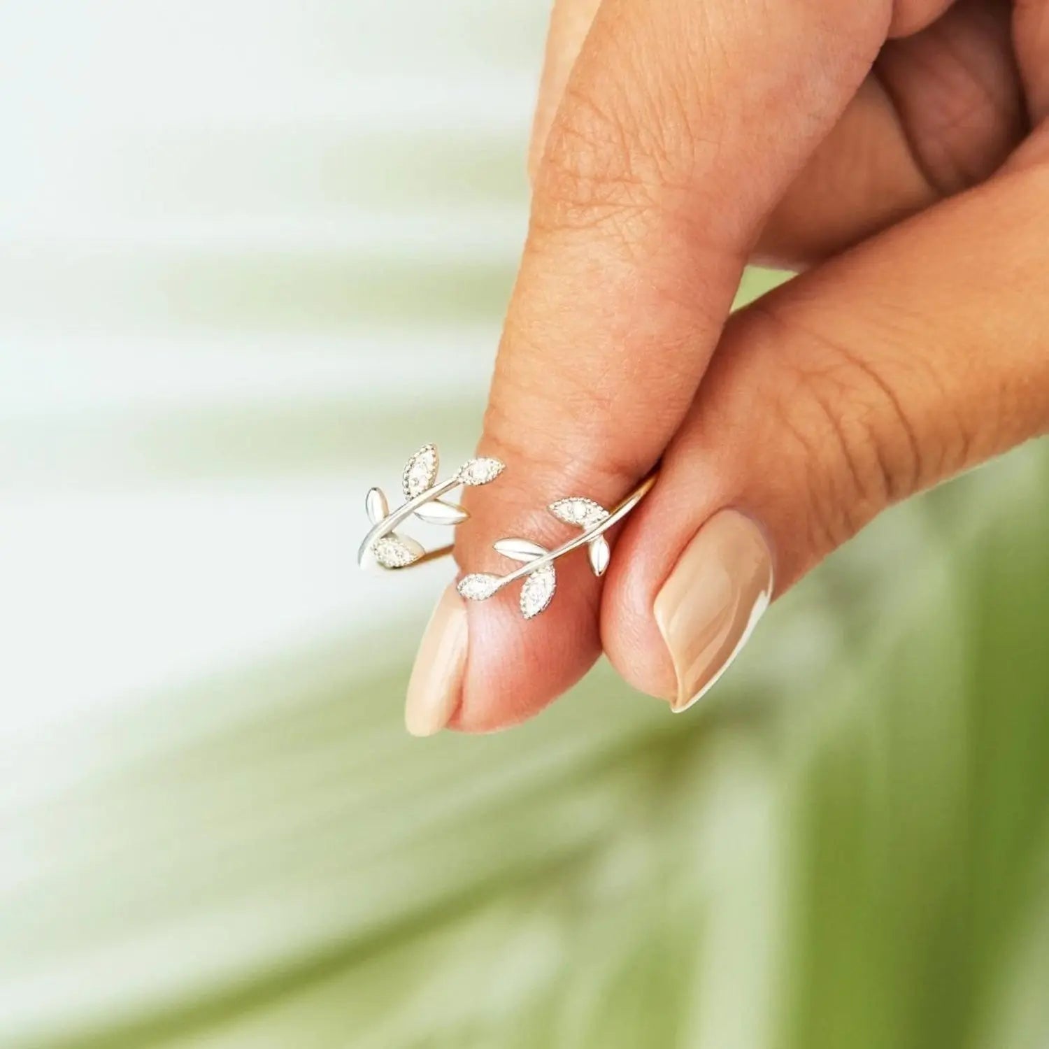 925 Sterling Silver Zircon Leaf Shape Ring Trendsi