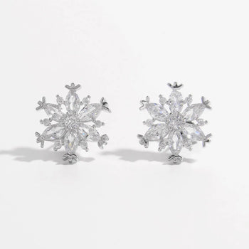 925 Sterling Silver Zircon Snowflake Earrings Trendsi