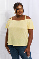Culture Code On The Move Off The Shoulder Flare Sleeve Top in Ice Blue Culture Code
